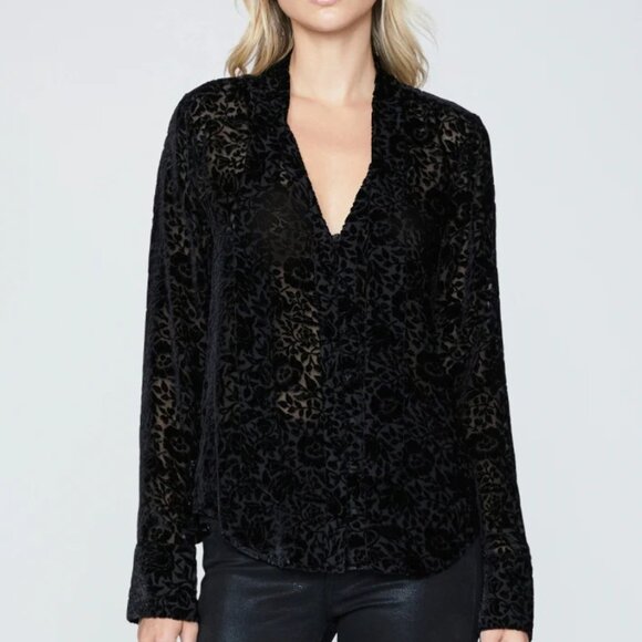 Paige Vyenna Velvet Burnout Top – William Morris Collaboration – Black – XS – NW - Picture 1 of 4